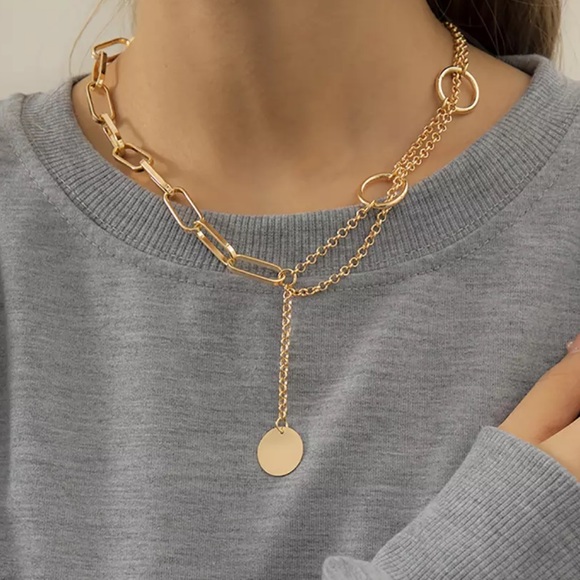 NEW 18K GOLD COIN LONG TASSEL CHAIN NECKLACE - Picture 2 of 5